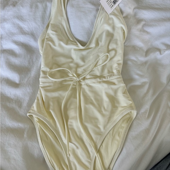 Solid & Striped The Michelle Tie One Piece Swimsuit in Cream, Size XS - Picture 6 of 6